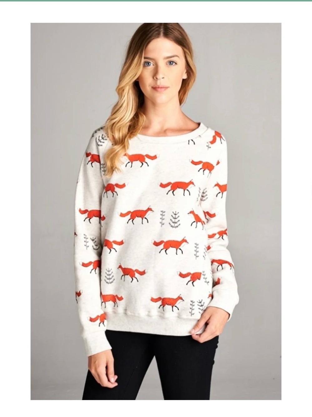La Soul | Cream Fox-Print Crewneck Sweatshirt